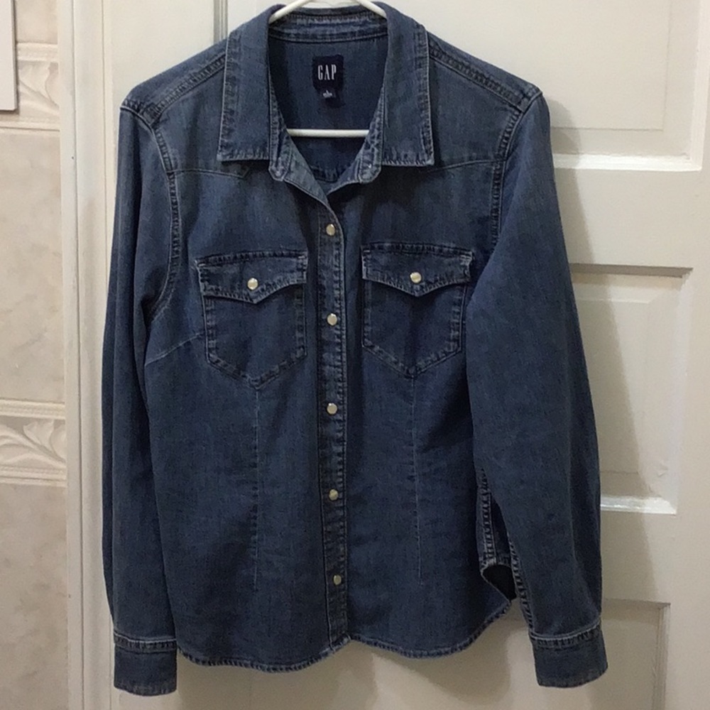 Gap petite large denim Western shirt